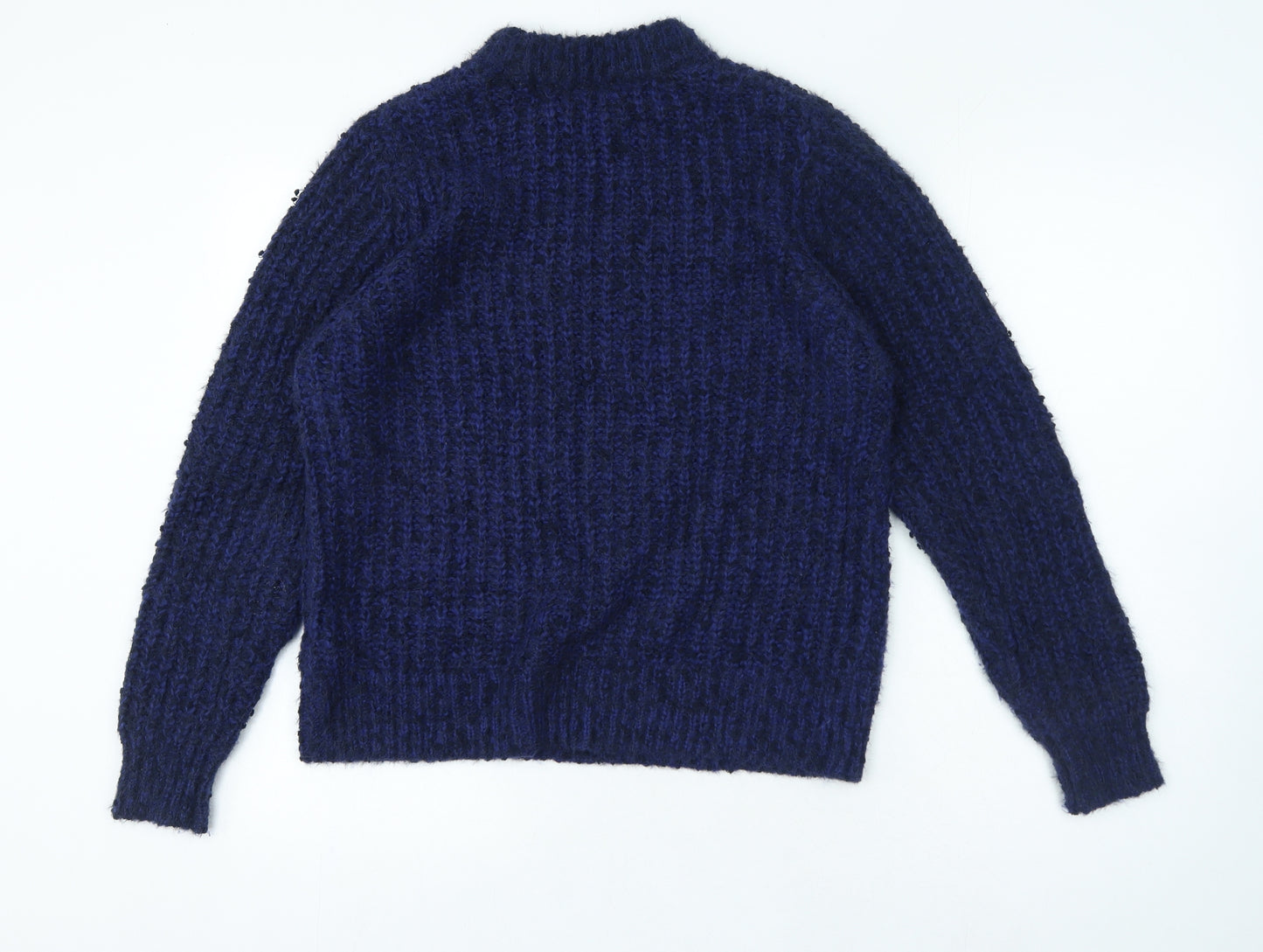 Marks and Spencer Womens Blue Round Neck Polyester Pullover Jumper Size 14