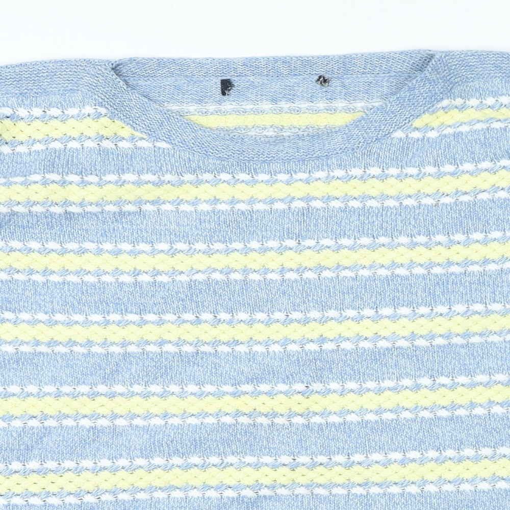 Preworn Womens Multicoloured Round Neck Striped Pullover Jumper Size M - Buttons on side