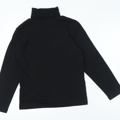 Preworn Womens Black Polyester Jersey T-Shirt Size M High Neck