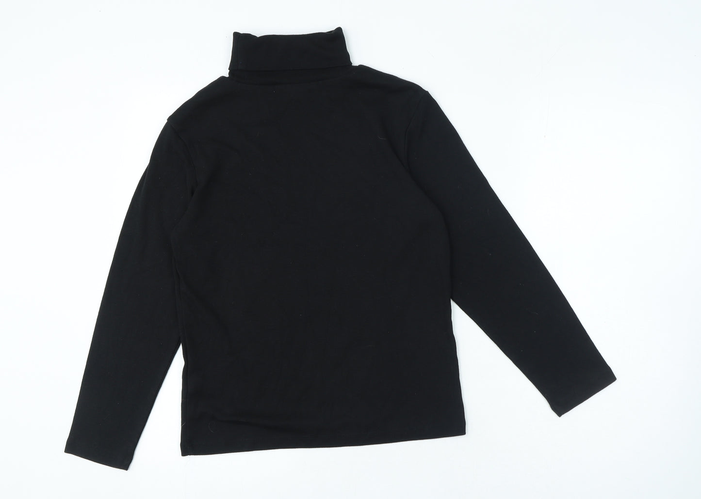 Preworn Womens Black Polyester Jersey T-Shirt Size M High Neck