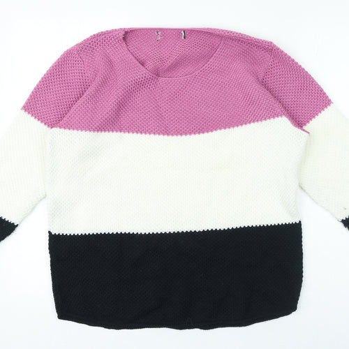 Preworn Womens Multicoloured Roll Neck Striped Acrylic Pullover Jumper Size M