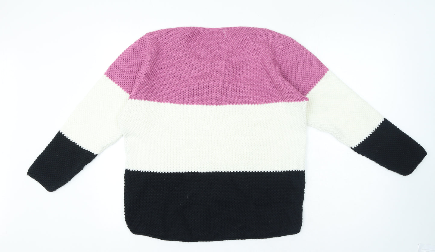 Preworn Womens Multicoloured Roll Neck Striped Acrylic Pullover Jumper Size M