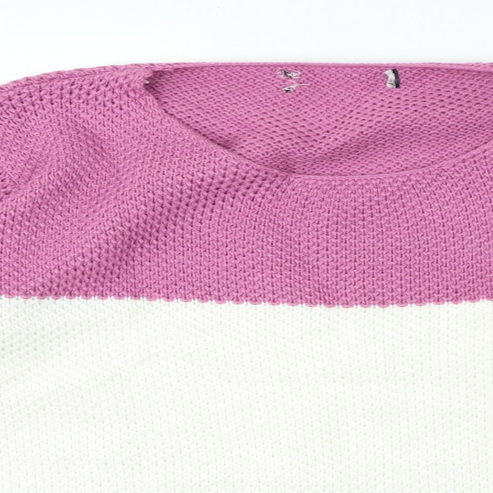 Preworn Womens Multicoloured Roll Neck Striped Acrylic Pullover Jumper Size M