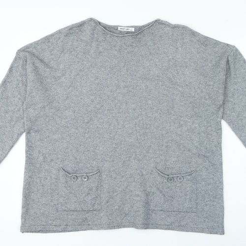 Sweet Lady Womens Grey Round Neck Polyamide Pullover Jumper Size S