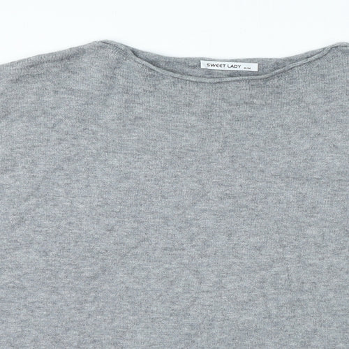 Sweet Lady Womens Grey Round Neck Polyamide Pullover Jumper Size S