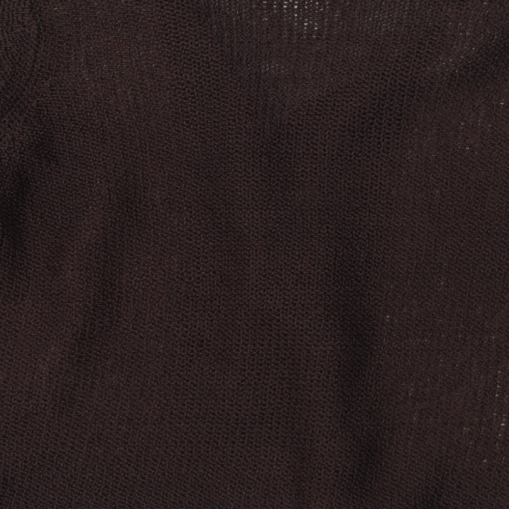 Stephen Womens Brown Collared Striped Acrylic Cardigan Jumper Size L