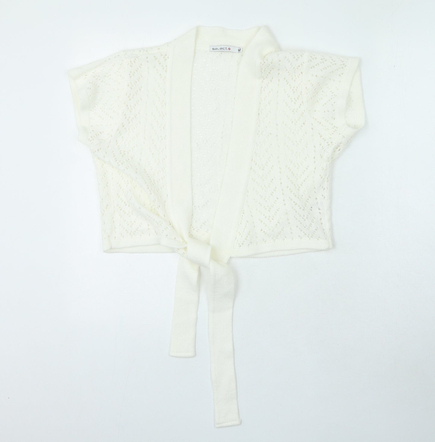 Select Womens White V-Neck Acrylic Cardigan Jumper Size XL