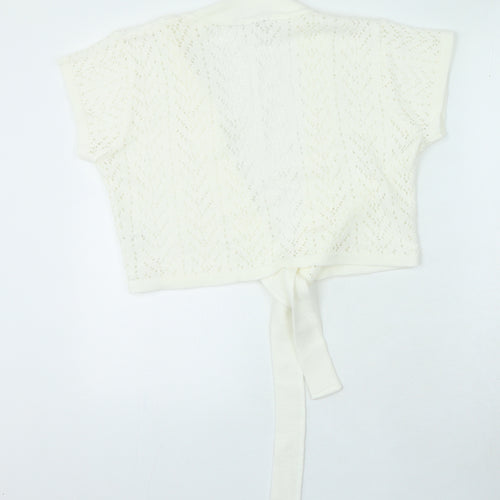 Select Womens White V-Neck Acrylic Cardigan Jumper Size XL