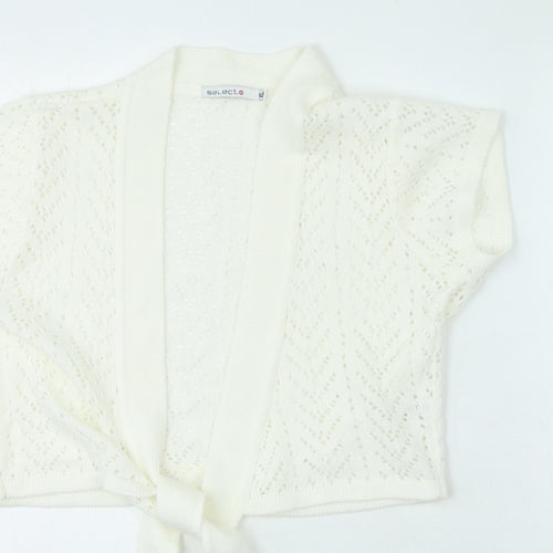 Select Womens White V-Neck Acrylic Cardigan Jumper Size XL