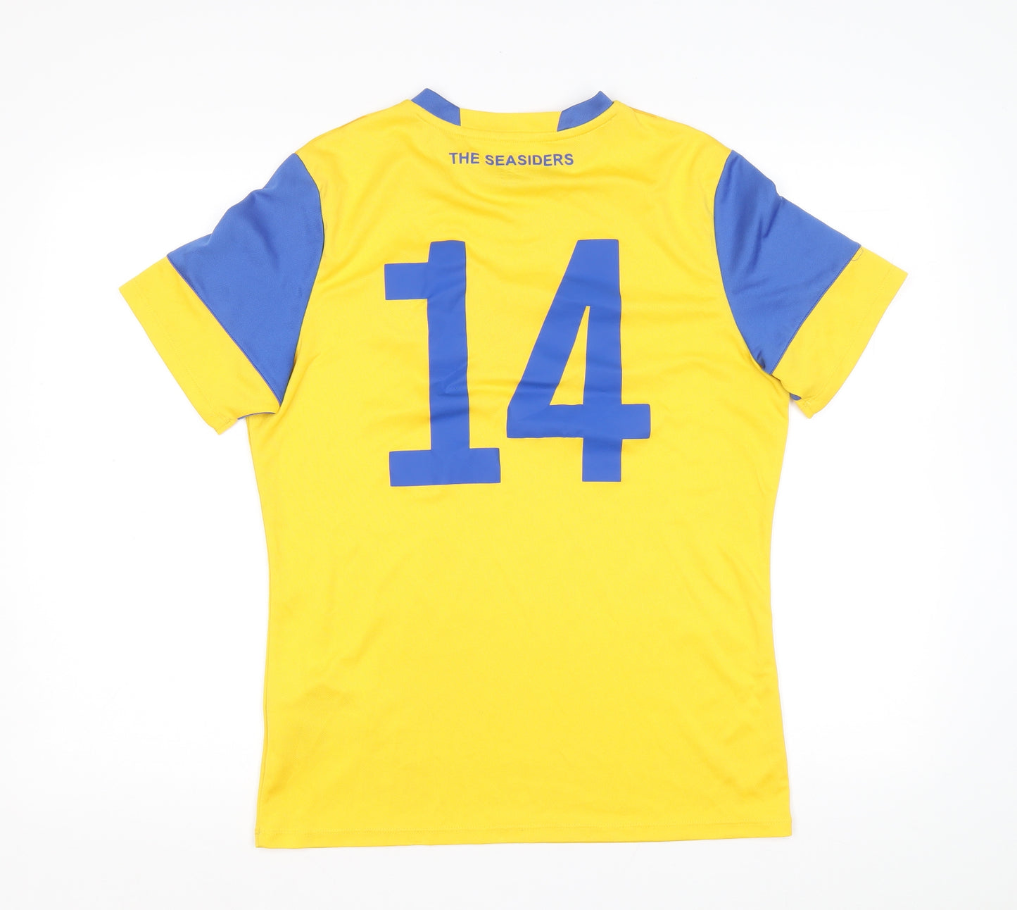 Umbro Mens Yellow Polyester Basic T-Shirt Size S Round Neck Pullover - Bangor FC