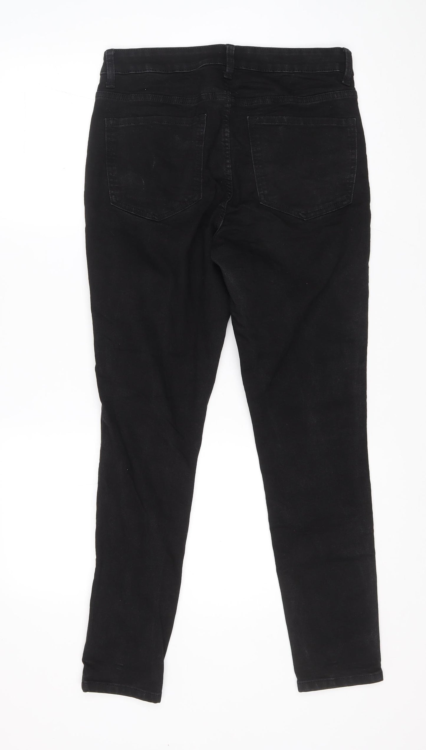 Marks and Spencer Womens Black Cotton Skinny Jeans Size 12 L28 in Regular Zip