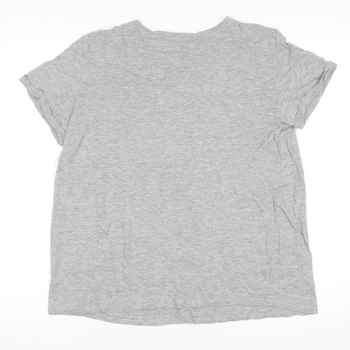 New Look Womens Grey Cotton Basic T-Shirt Size 14 Round Neck