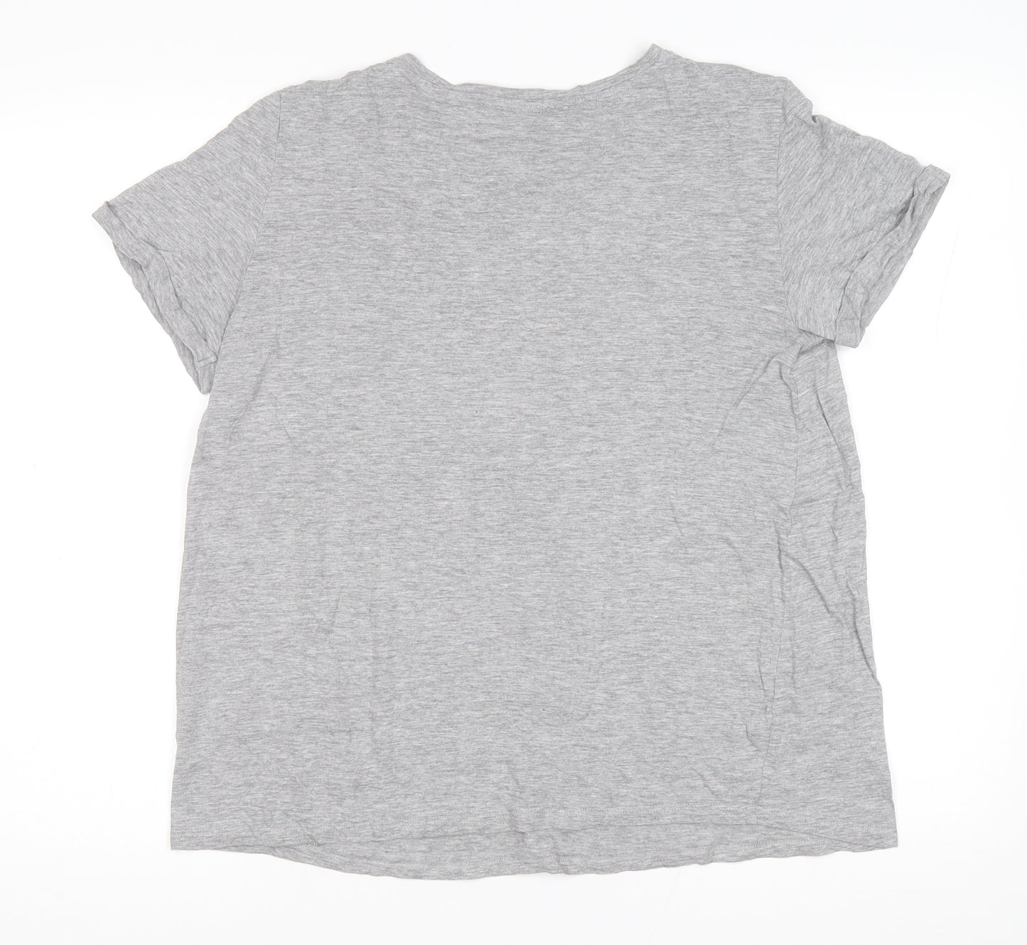 New Look Womens Grey Cotton Basic T-Shirt Size 14 Round Neck