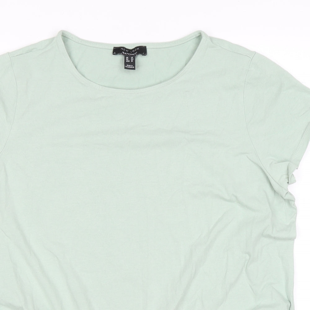New Look Womens Green Cotton Basic T-Shirt Size 14 Round Neck