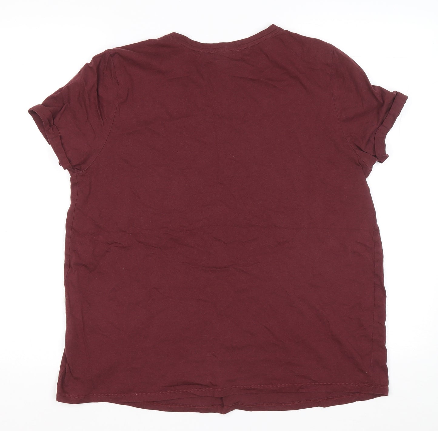New Look Womens Red Cotton Basic T-Shirt Size 14 Round Neck
