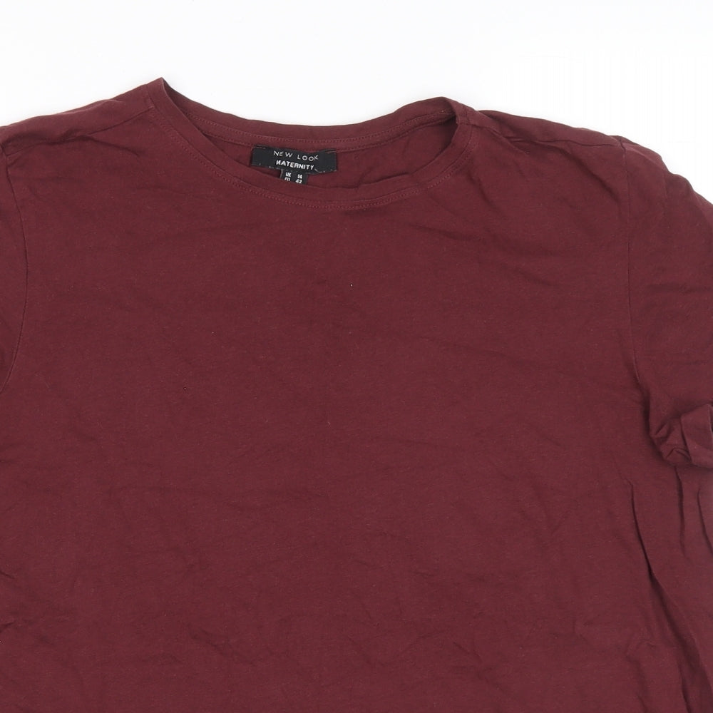 New Look Womens Red Cotton Basic T-Shirt Size 14 Round Neck