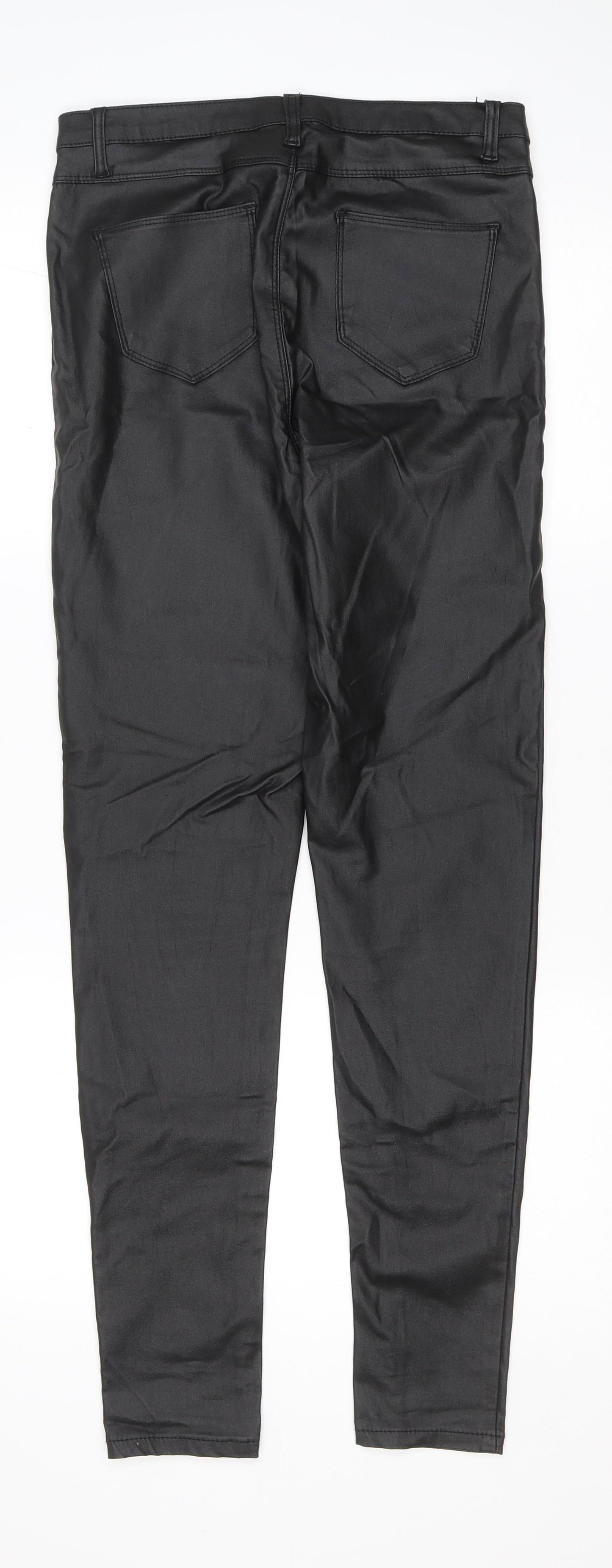 Quiz Womens Black Viscose Capri Trousers Size 12 L28.5 in Regular Zip
