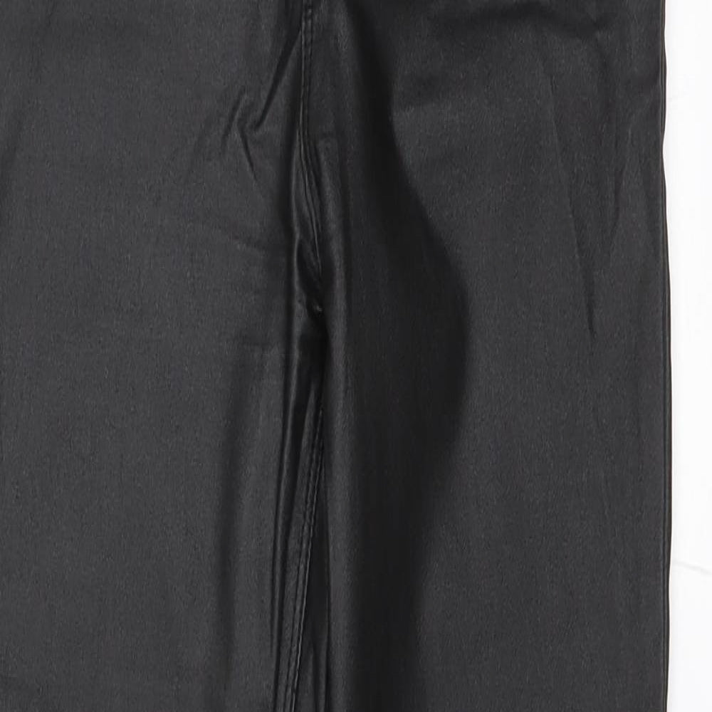 Quiz Womens Black Viscose Capri Trousers Size 12 L28.5 in Regular Zip