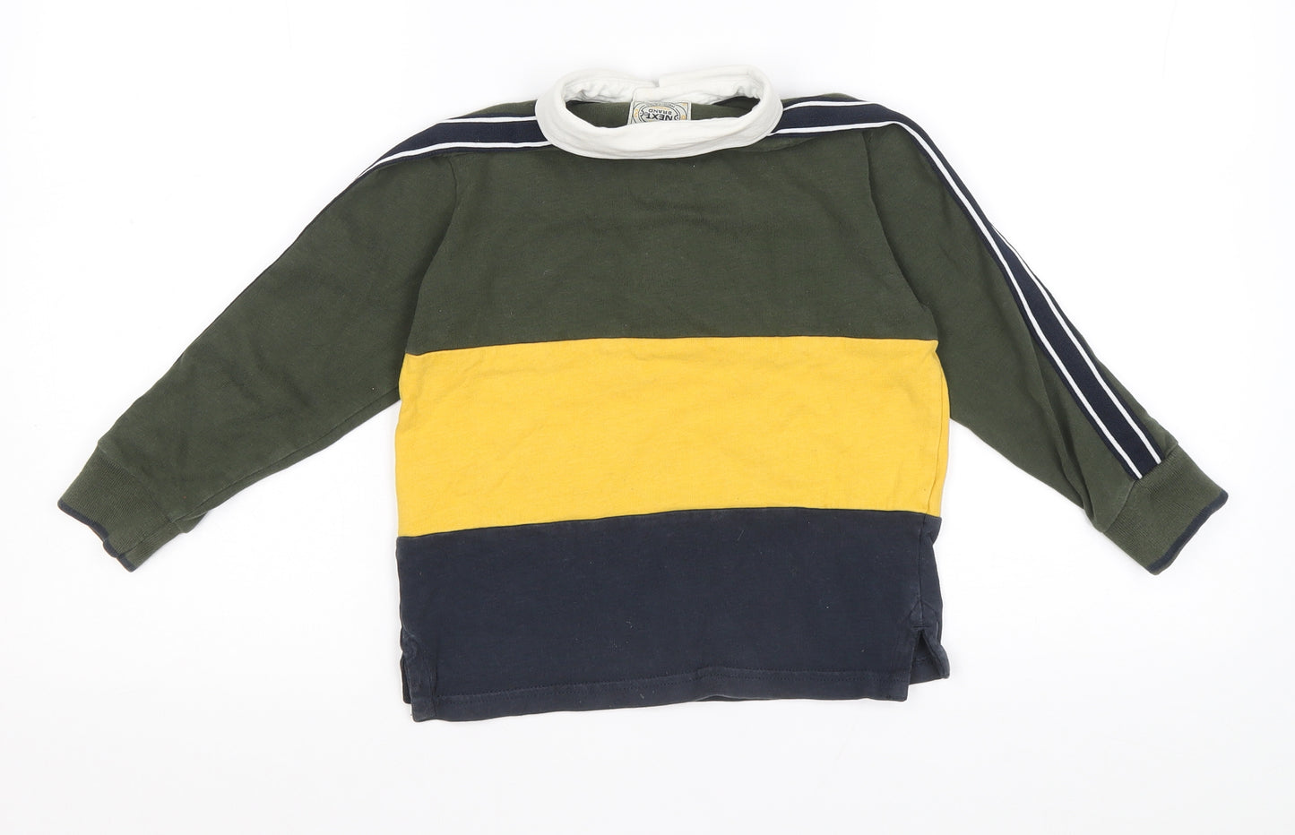 NEXT Boys Multicoloured Colourblock Cotton Pullover Casual Size 5 Years Collared Button
