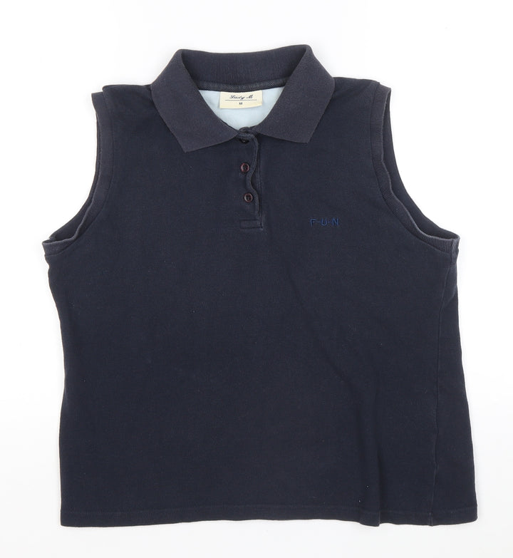 Lady Marlene Womens Blue Cotton Basic Polo Size M Collared - FUN