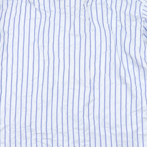 Chester Barrie Mens Blue Striped Cotton Dress Shirt Size 16.5 Collared Button