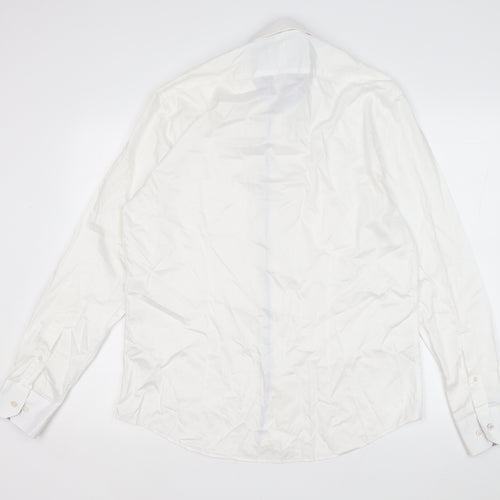 Herbie Frogg Mens White Cotton Dress Shirt Size 17 Collared Button