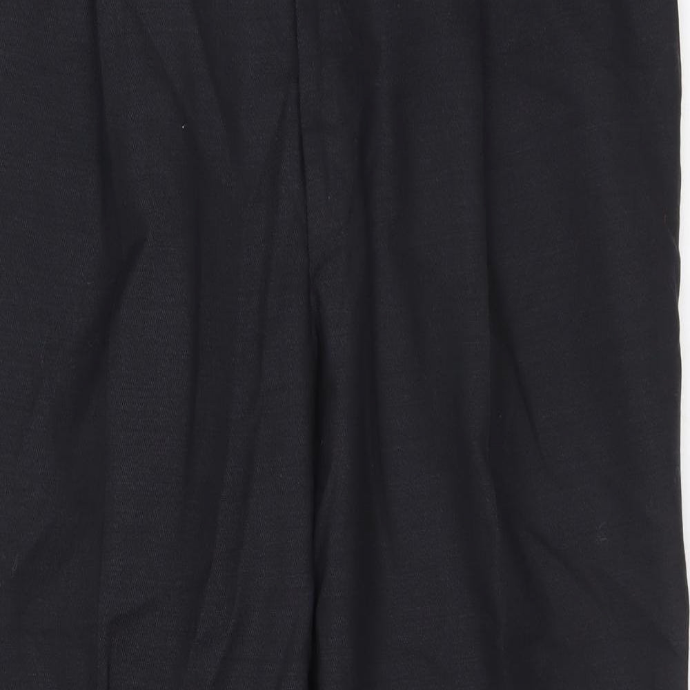 Marks and Spencer Mens Black Wool Trousers Size 38 L26 in Regular Zip