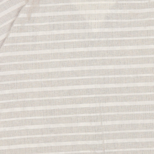 St Michael Womens Beige Striped Polyester Basic Button-Up Size 18 V-Neck