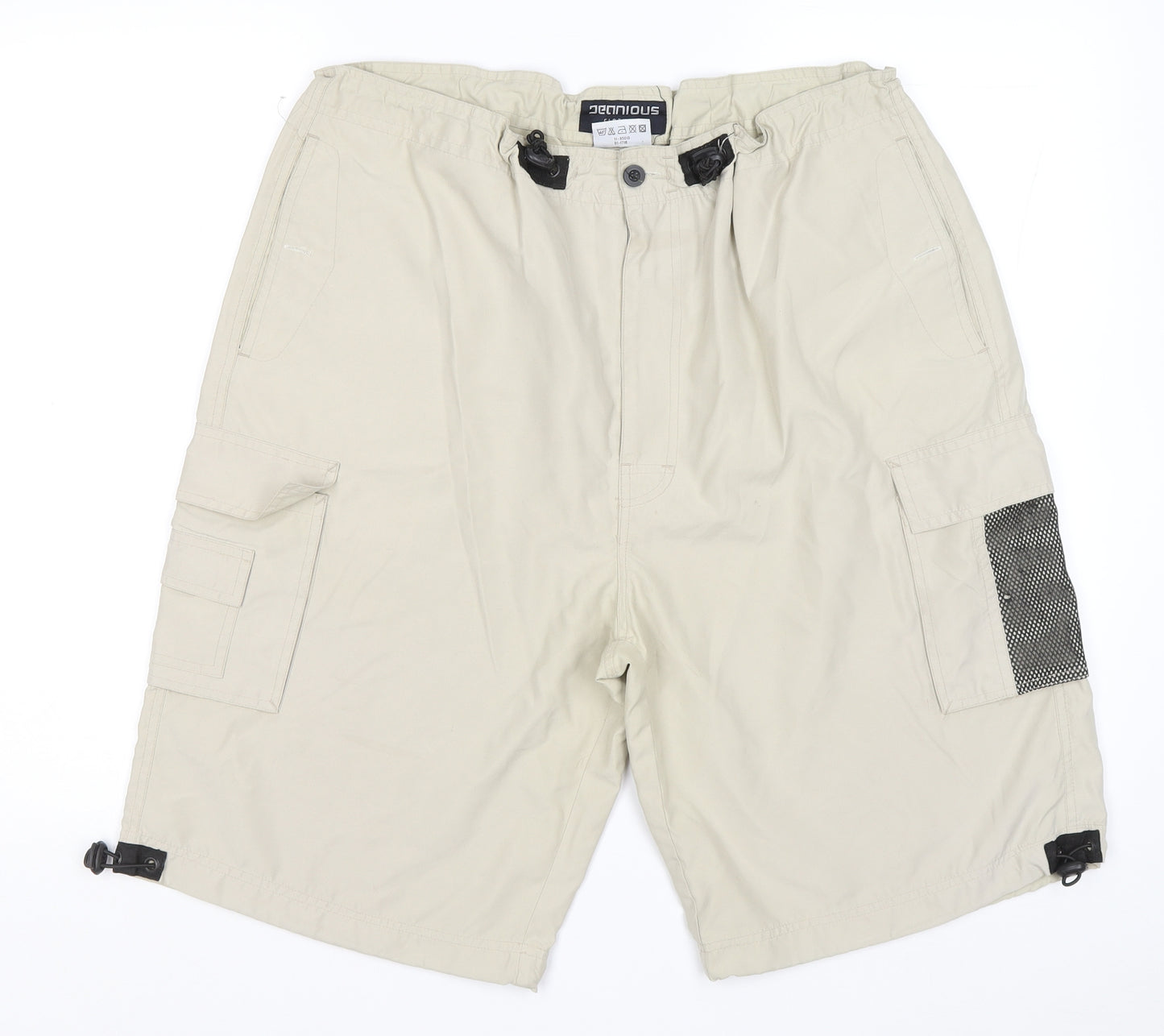 Jennious Mens Beige Polyester Cargo Shorts Size 2XL L10 in Regular Zip