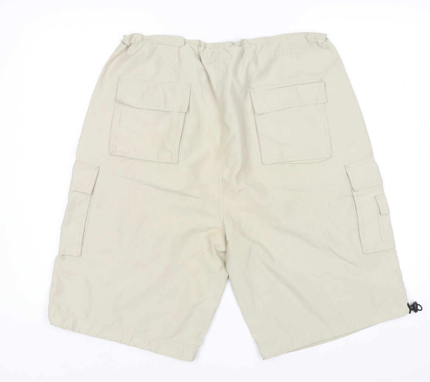 Jennious Mens Beige Polyester Cargo Shorts Size 2XL L10 in Regular Zip