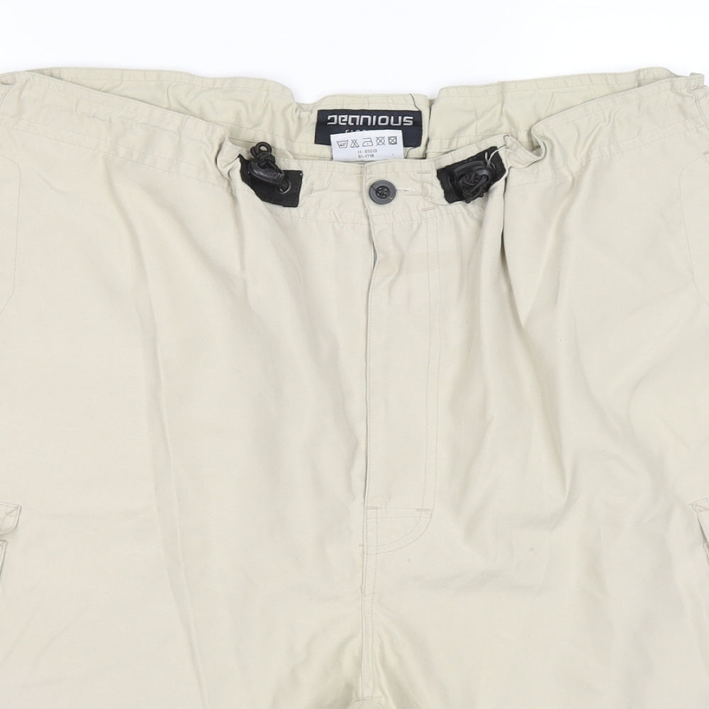 Jennious Mens Beige Polyester Cargo Shorts Size 2XL L10 in Regular Zip