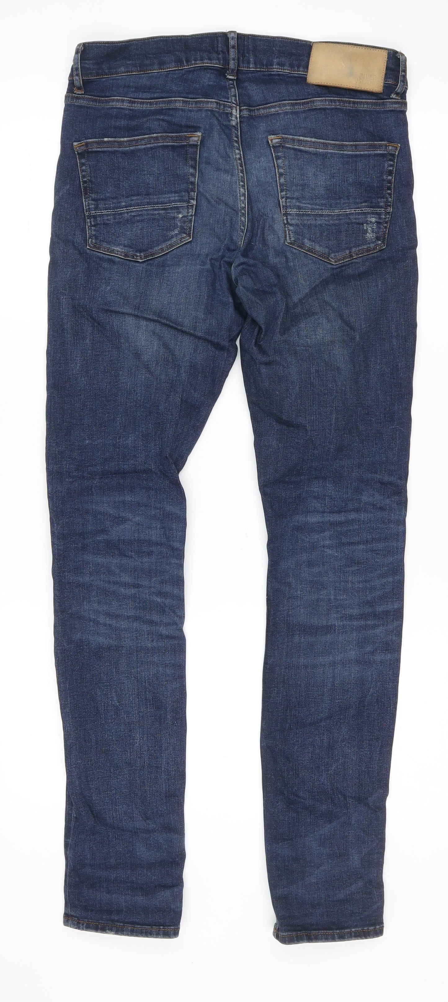 River Island Mens Black Cotton Skinny Jeans Size 32 L31 in Regular Zip
