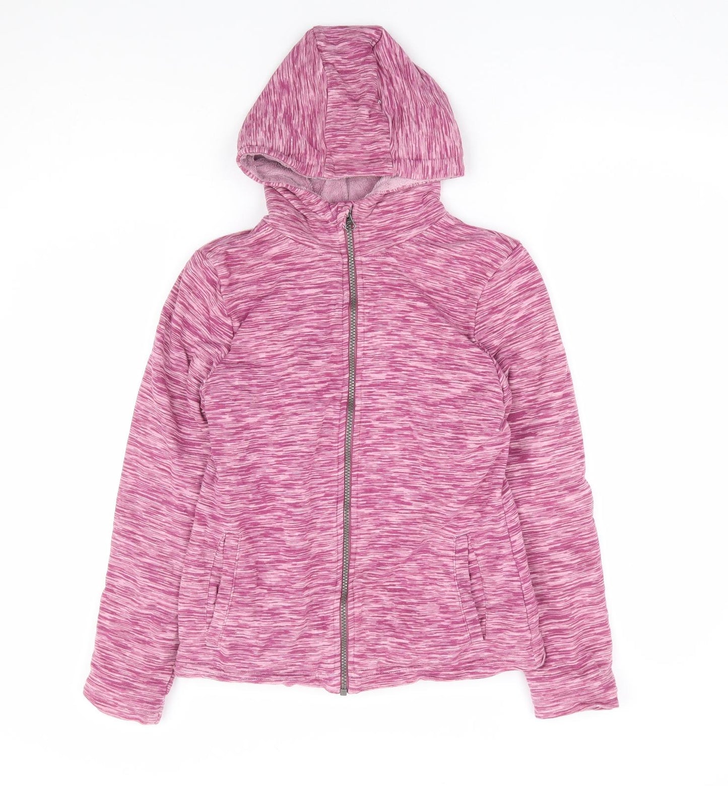 Pepperts Girls Pink Geometric Cotton Full Zip Hoodie Size 10-11 Years Zip - Fleece Lined