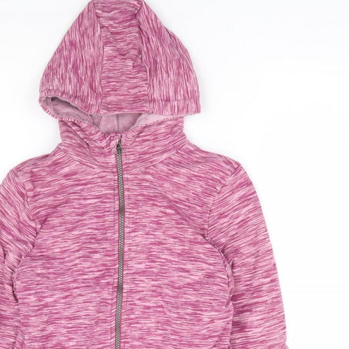 Pepperts Girls Pink Geometric Cotton Full Zip Hoodie Size 10-11 Years Zip - Fleece Lined