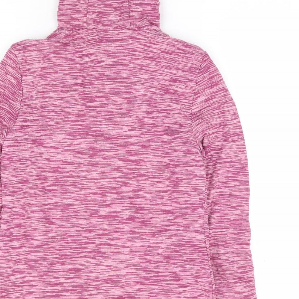 Pepperts Girls Pink Geometric Cotton Full Zip Hoodie Size 10-11 Years Zip - Fleece Lined
