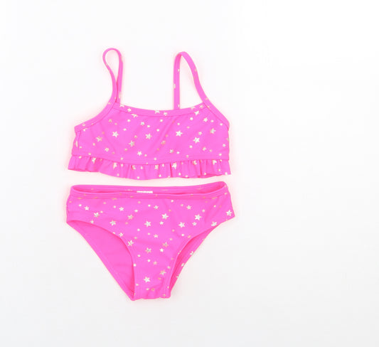 Primark Girls Pink Geometric Polyester Leotard Outfit/Set Size 3-4 Years Pullover - Neon Stars Bikini