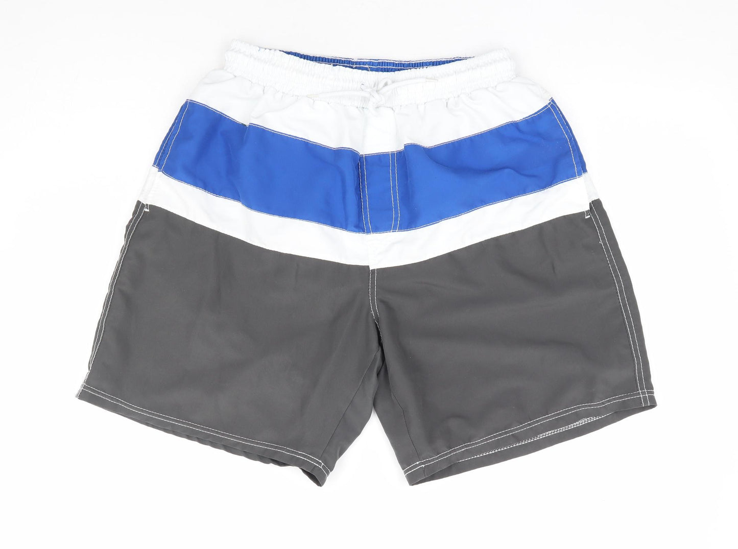 F&F Mens Grey Polyester Athletic Shorts Size L L9 in Regular Drawstring - Colourblock Swim Short