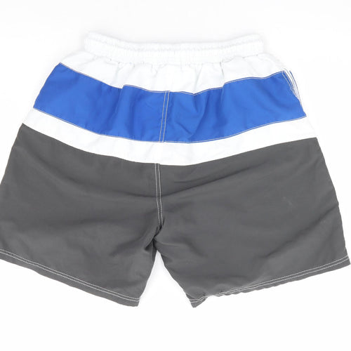 F&F Mens Grey Polyester Athletic Shorts Size L L9 in Regular Drawstring - Colourblock Swim Short
