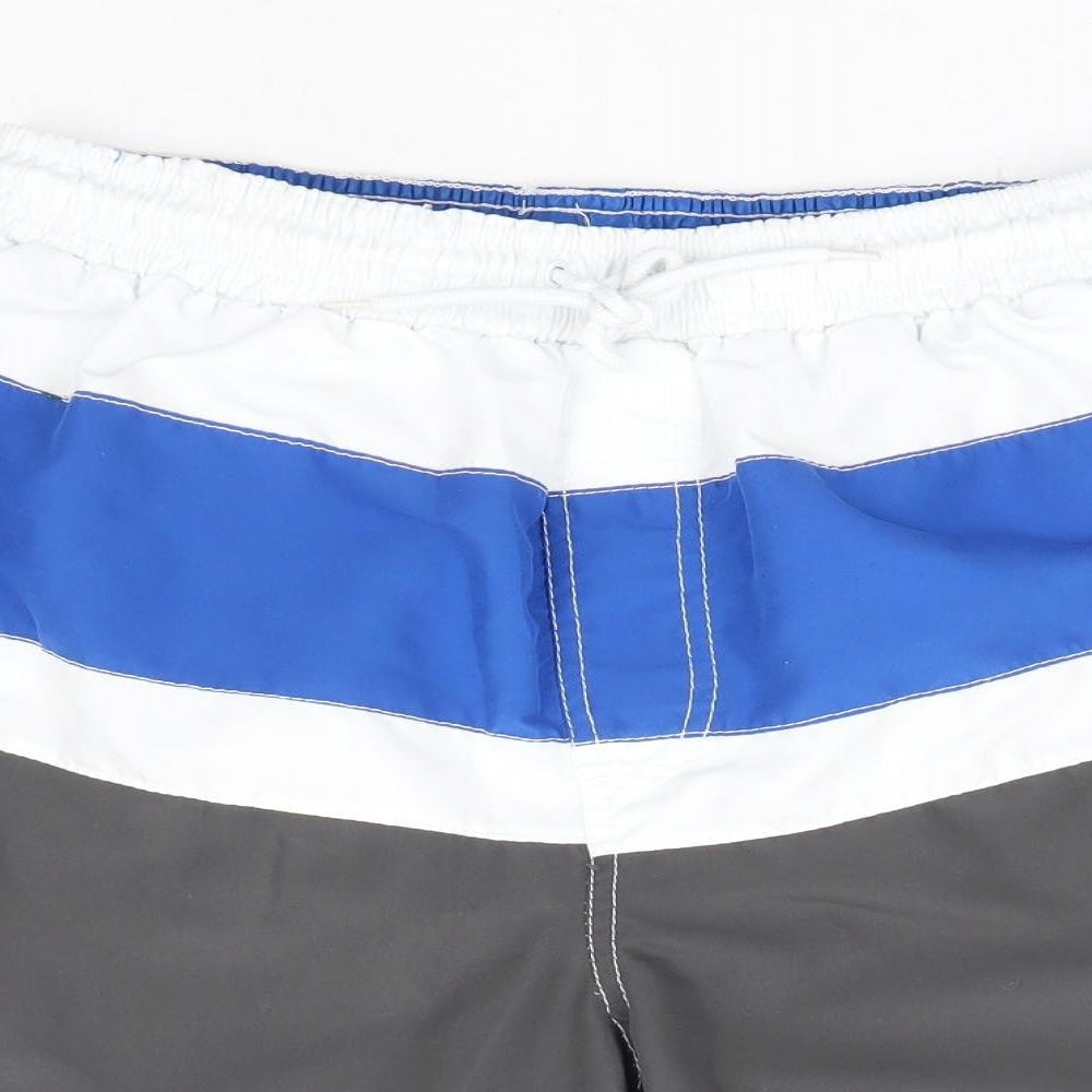 F&F Mens Grey Polyester Athletic Shorts Size L L9 in Regular Drawstring - Colourblock Swim Short