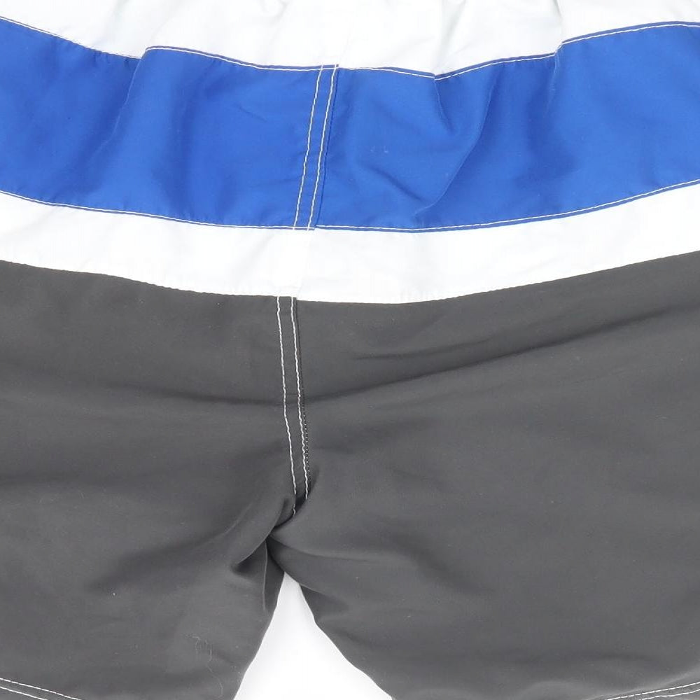 F&F Mens Grey Polyester Athletic Shorts Size L L9 in Regular Drawstring - Colourblock Swim Short