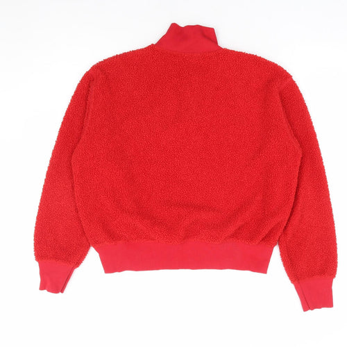 Topshop Womens Red Polyester Pullover Sweatshirt Size 6 Zip - Cropped