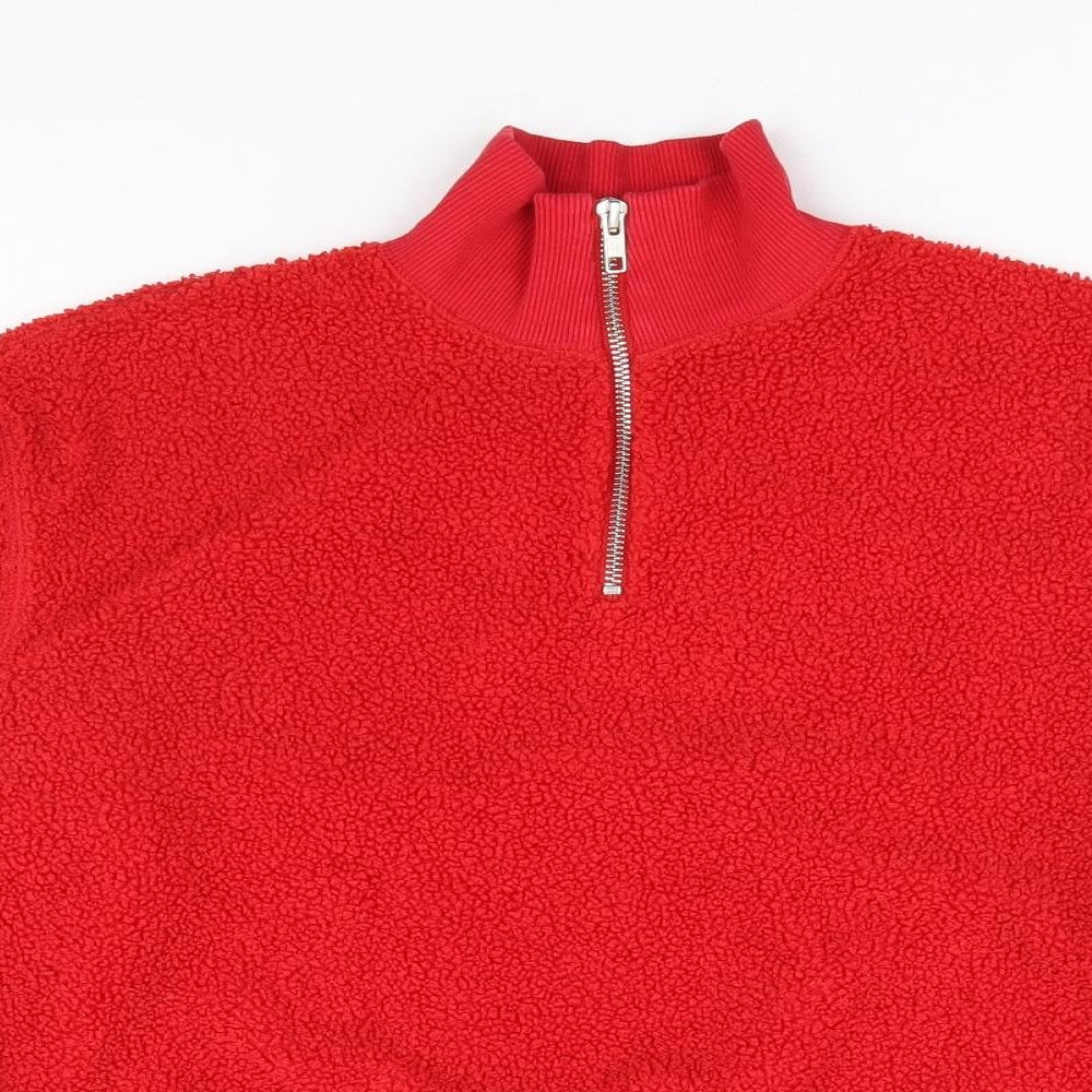 Topshop Womens Red Polyester Pullover Sweatshirt Size 6 Zip - Cropped