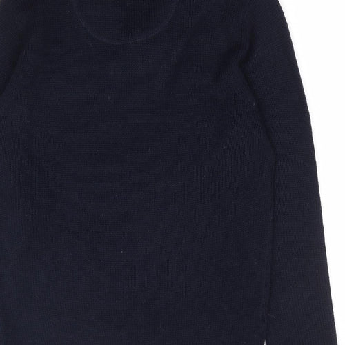 Twisted Soul Mens Blue Collared Acrylic Pullover Jumper Size S