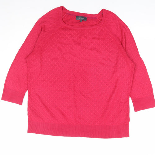 Per Una Womens Pink Square Neck Acrylic Pullover Jumper Size 14