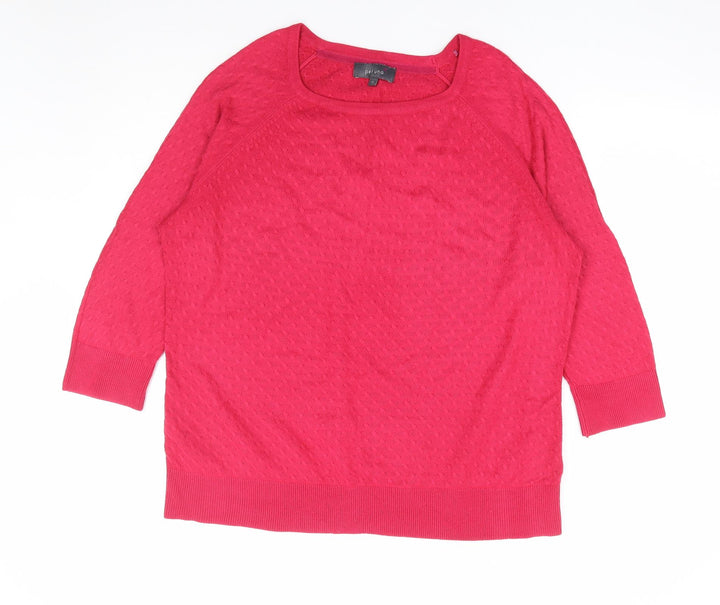 Per Una Womens Pink Square Neck Acrylic Pullover Jumper Size 14