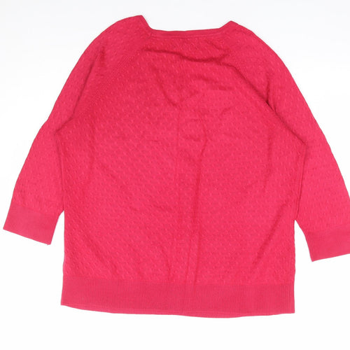 Per Una Womens Pink Square Neck Acrylic Pullover Jumper Size 14