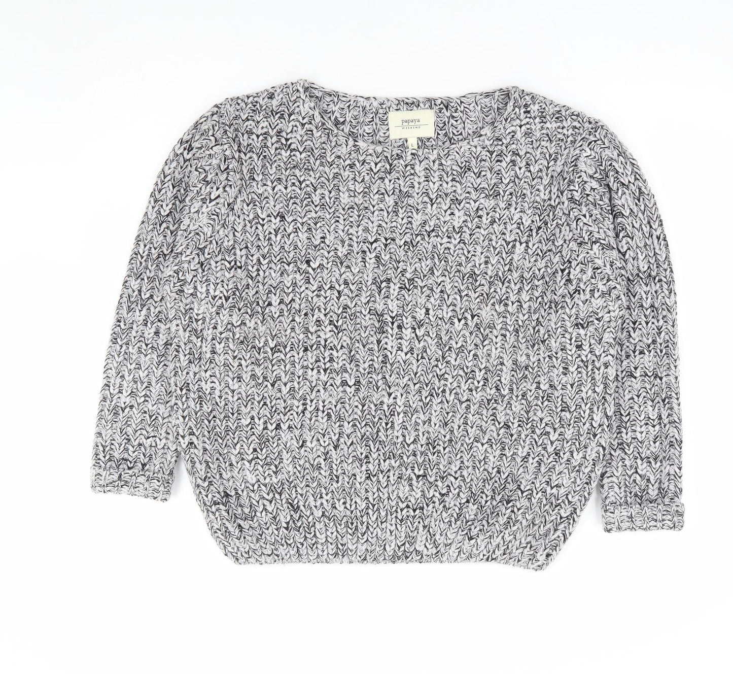Papaya Womens Black Round Neck Acrylic Pullover Jumper Size L