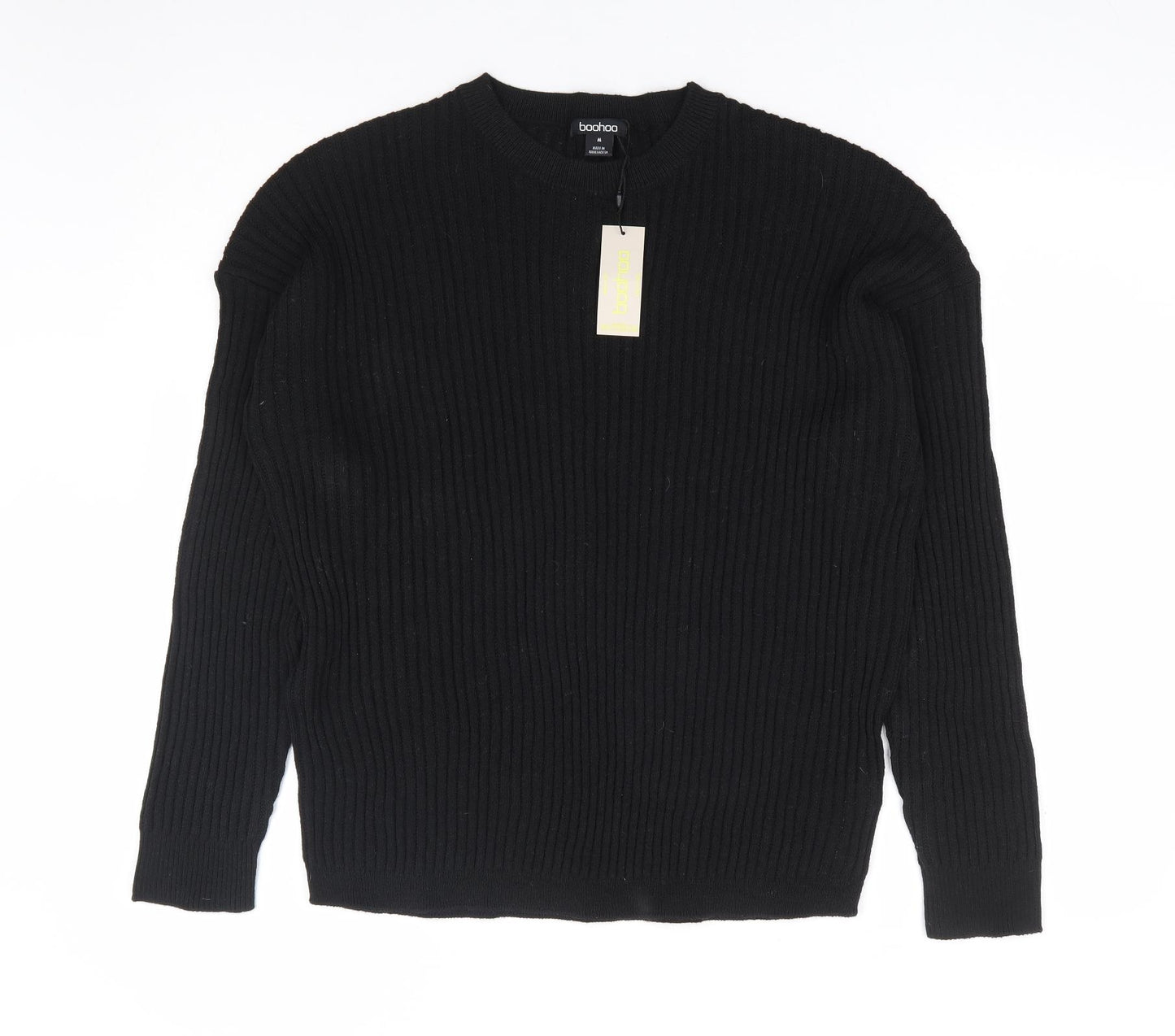 Boohoo Womens Black Round Neck Acrylic Pullover Jumper Size M