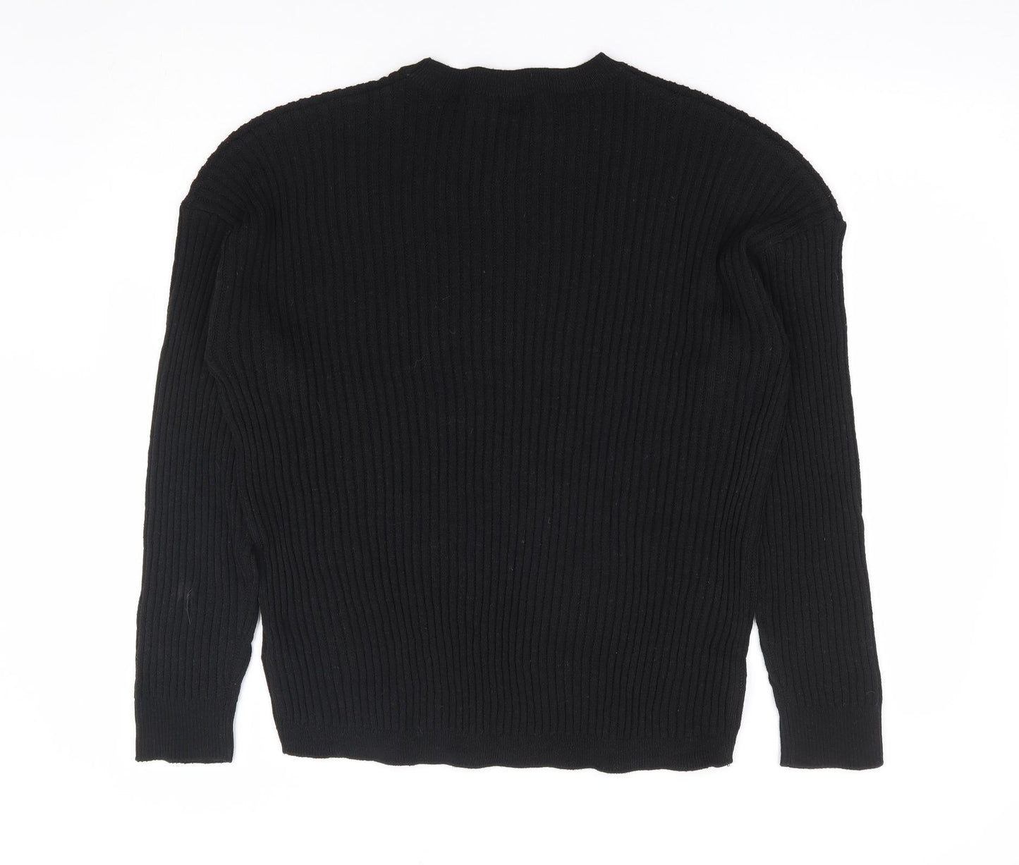 Boohoo Womens Black Round Neck Acrylic Pullover Jumper Size M