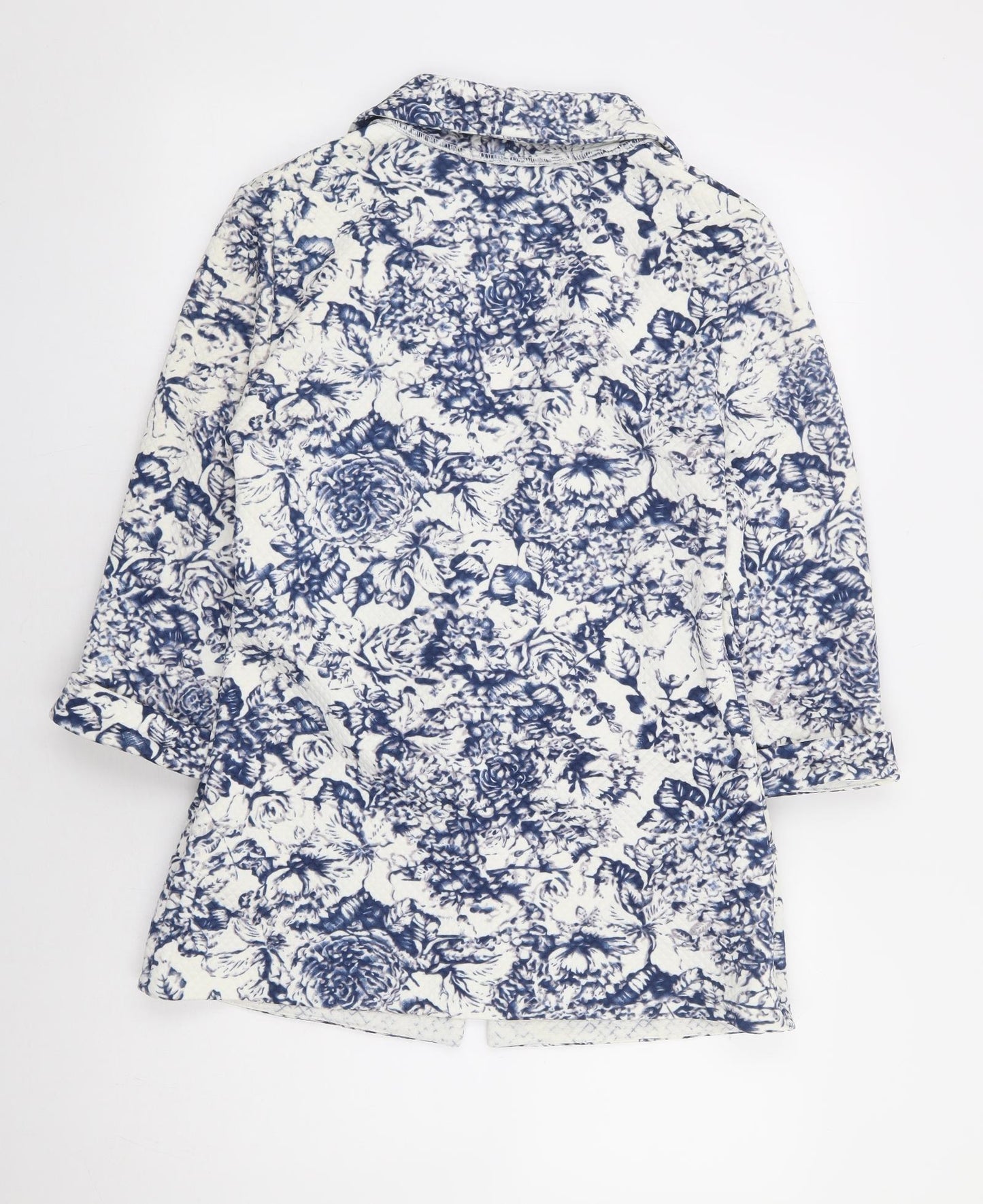 George Womens Blue Floral Jacket Blazer Size 12 - 3/4 Sleeve